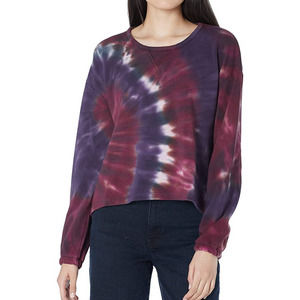 New Chaser Small Tie Dye Pullover Sweatshirt French Terry Purple Boxy Cropped S
